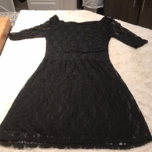High neck black lace dress